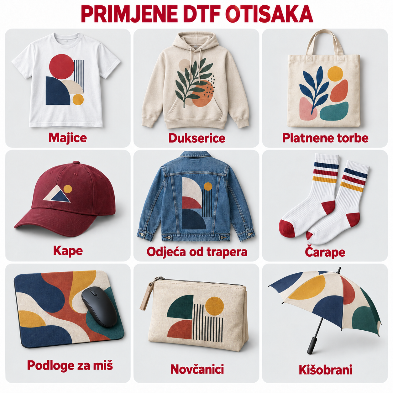 Primjeri personalizacije tekstila s DTF transferima